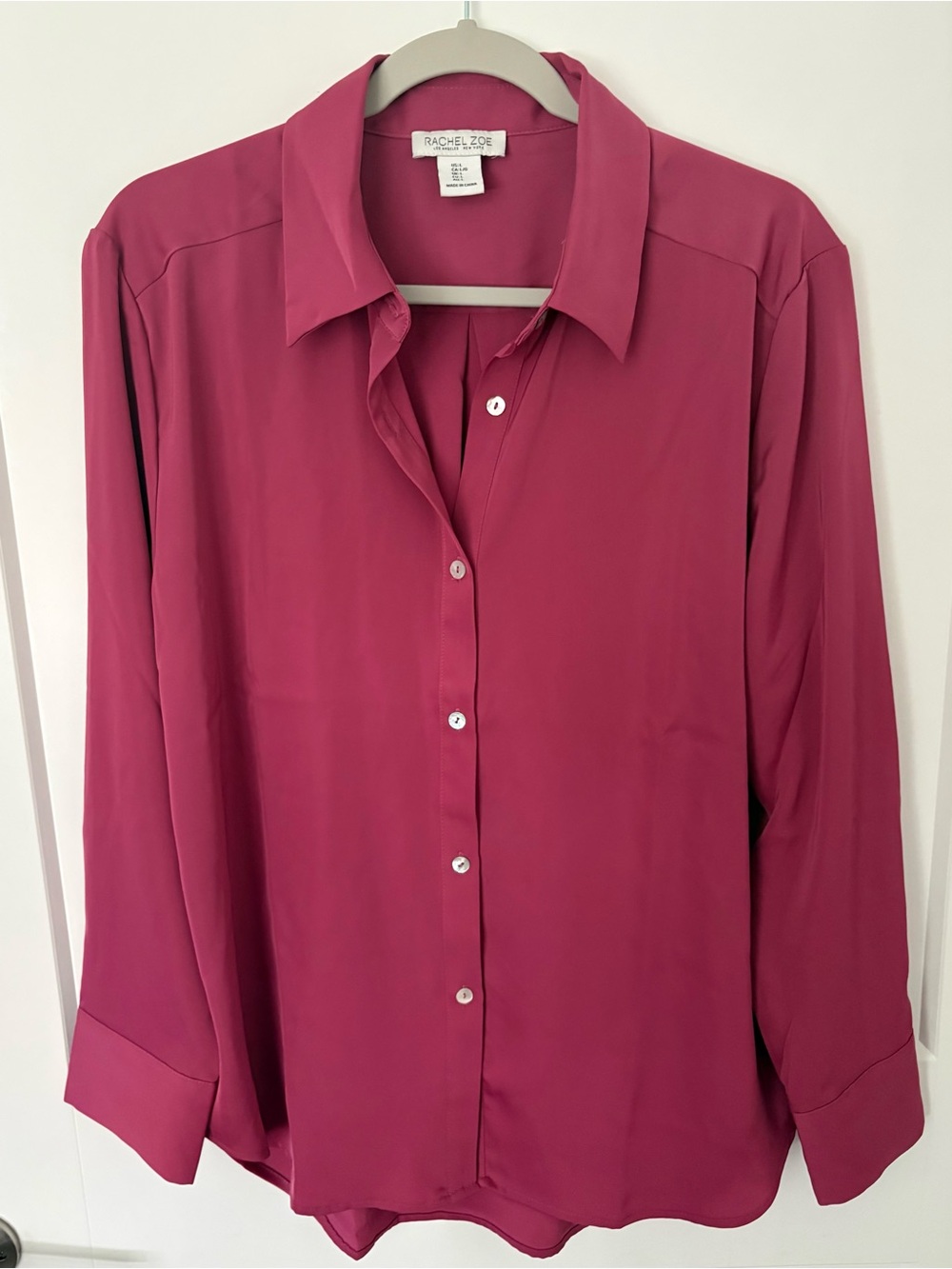 Rachel Zoe Classic Button-Front Blouse in Deep Berry